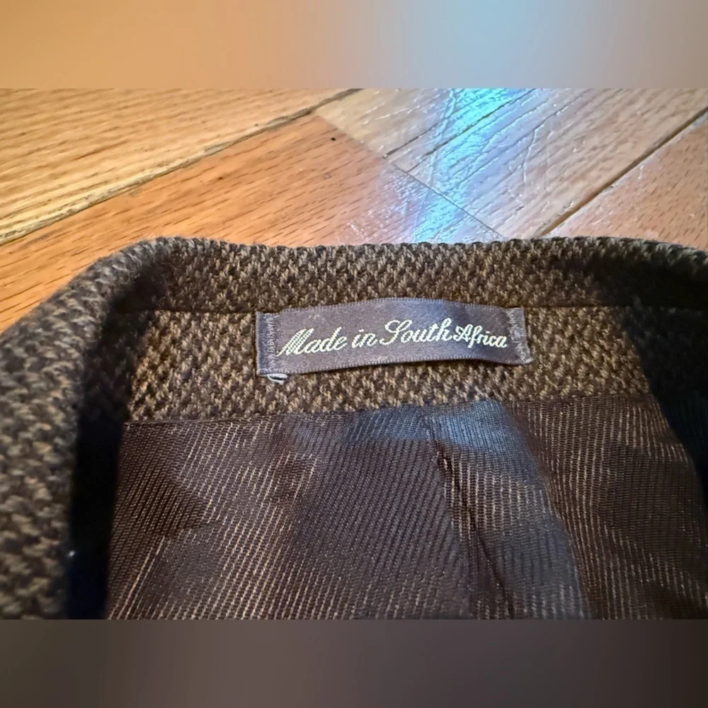 Oscar De La Renta 100% Lambswool Blazer Classic Dark Brown Chevron Men’s Sz 42S - Picture 2 of 13